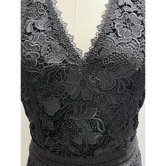 Alice + Olivia Black Cocktail Party Lennon Lace Mini Night Out Dress Sz 4 - Picture 7 of 16